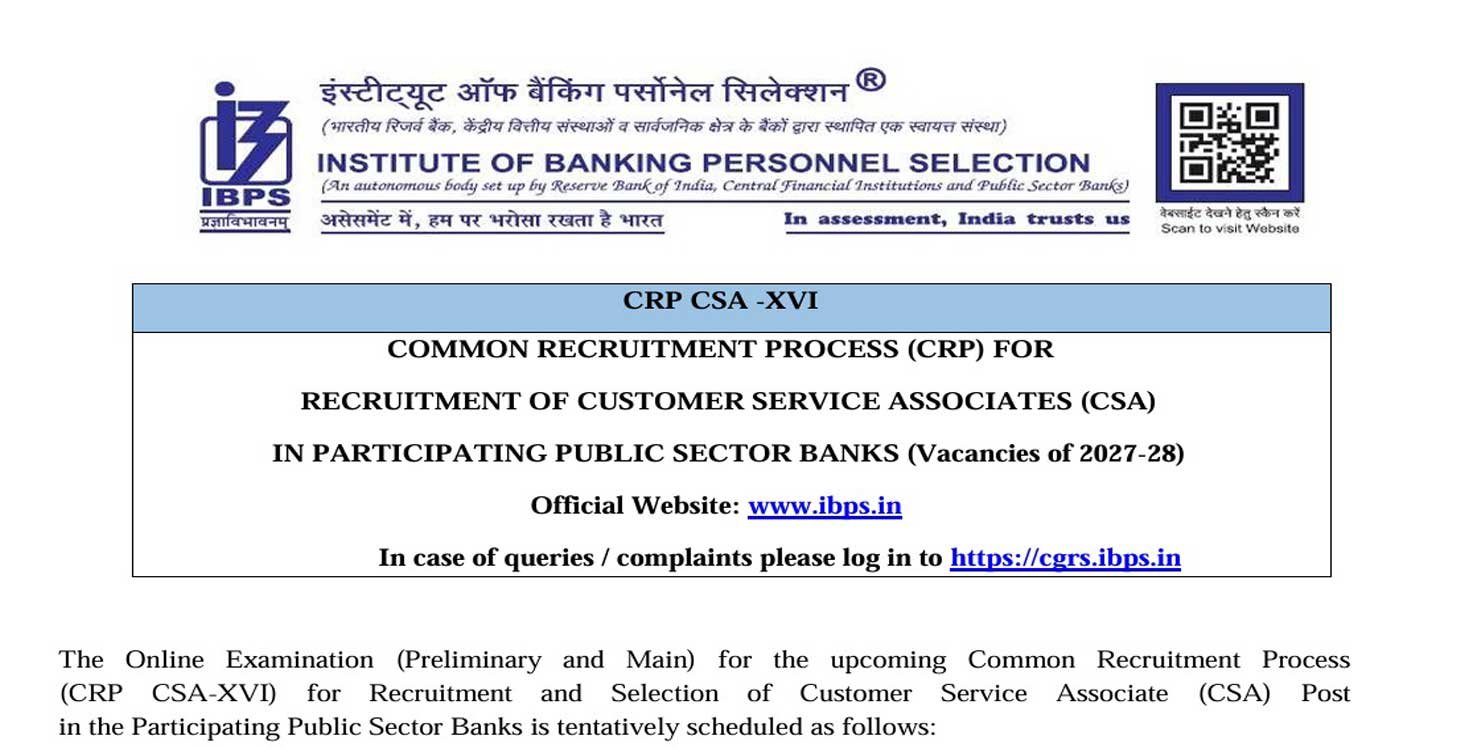 IBPS Clerk (CSA) 16th Recruitment 2026